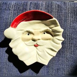 Vintage rare find ceramic Santa Claus St. Nicholas Christmas plate artist signed